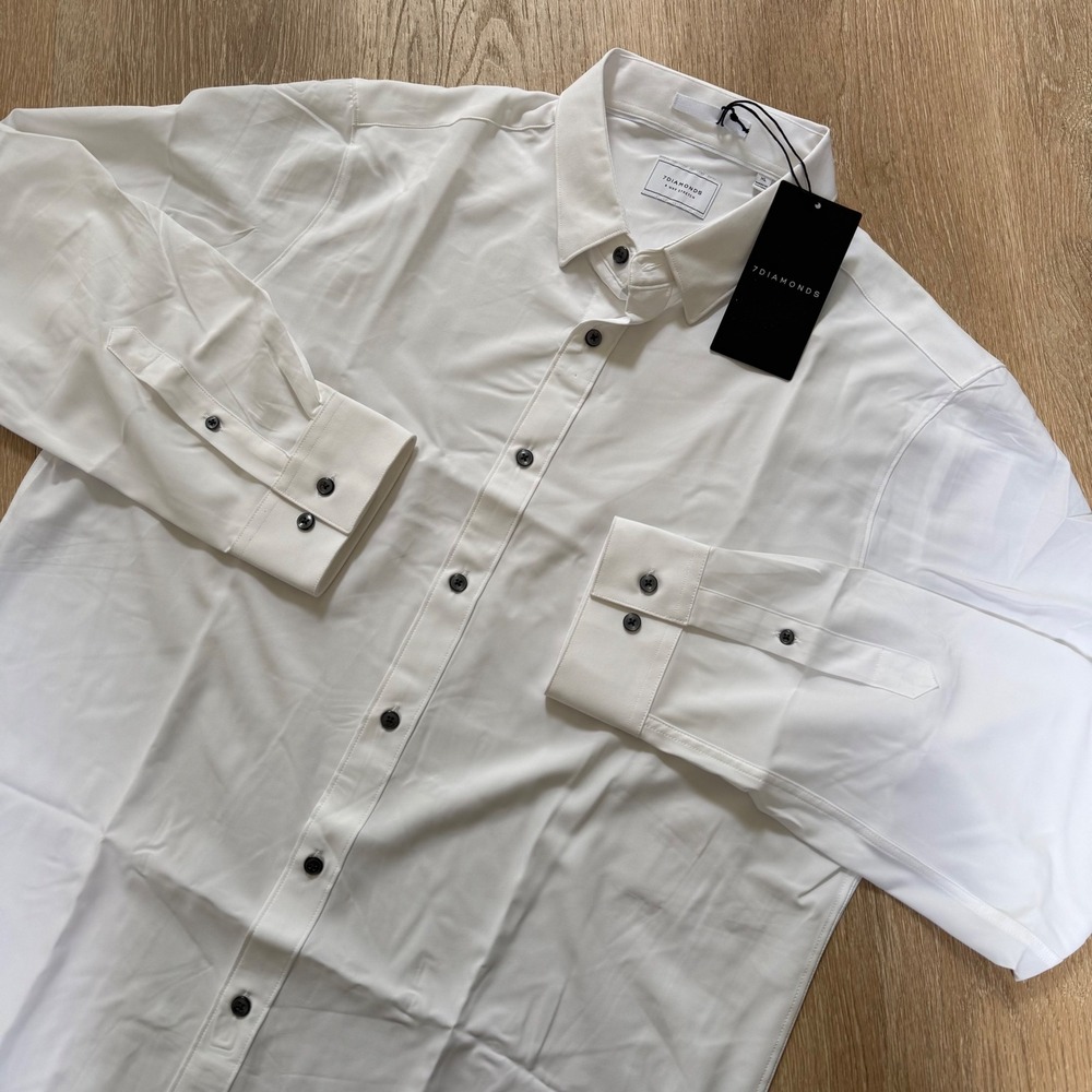 7 Diamonds Liberty Button Down Mens XL White 4-Way Stretch Performance Shirt